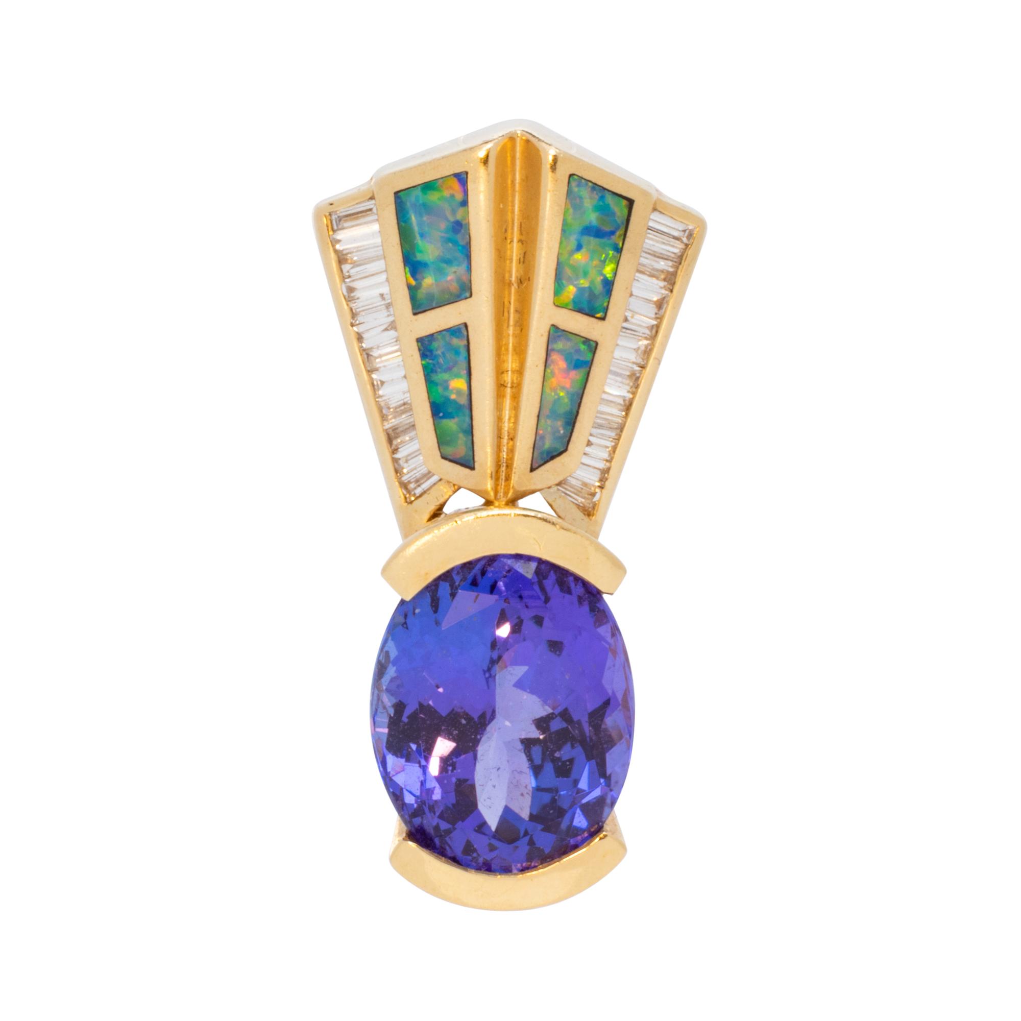 TANZANITE, DIAMOND AND OPAL PENDANT