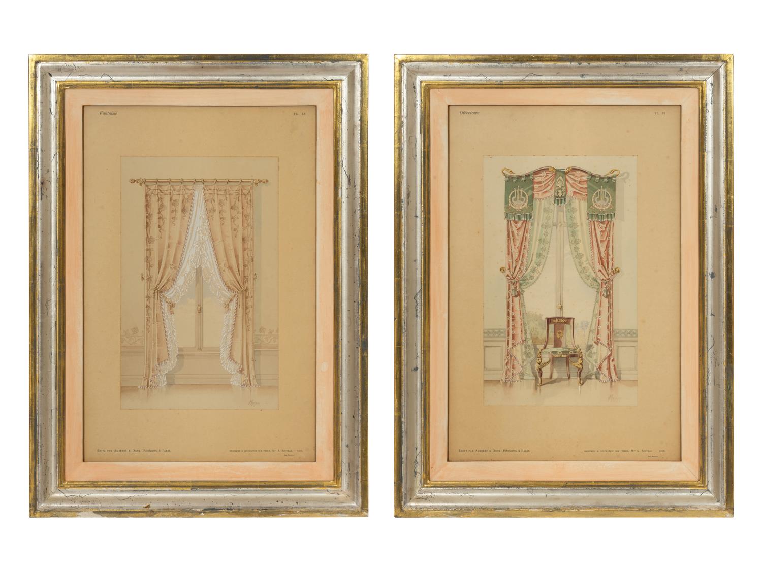 A Pair of French Hand-Colored Engravings of Window Designs