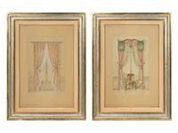 A Pair of French Hand-Colored Engravings of Window Designs