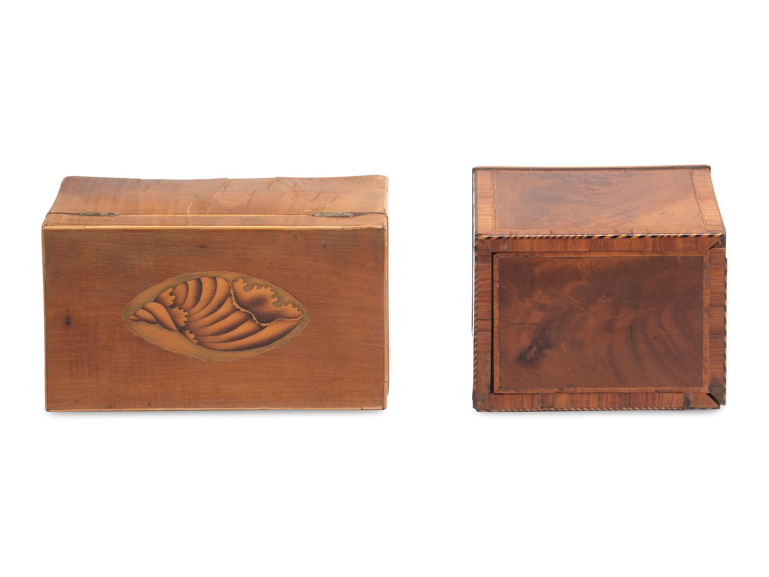 Two English Mahogany Tea Caddies