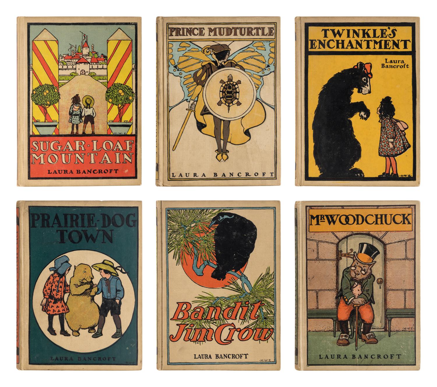 [CHILDREN'S BOOKS]. BAUM, L. Frank ("Laura Bancroft") (1856-1919). [The Twinkle Tales Series:] Mr. Woodchuck -- Bandit Jim Crow -- Prairie-Dog Town -- Prince Mud-Turtle -- Sugar-Loaf Mountain -- Twinkle's Enchantment . Chicago: Reilly & Britton Co., 1906.