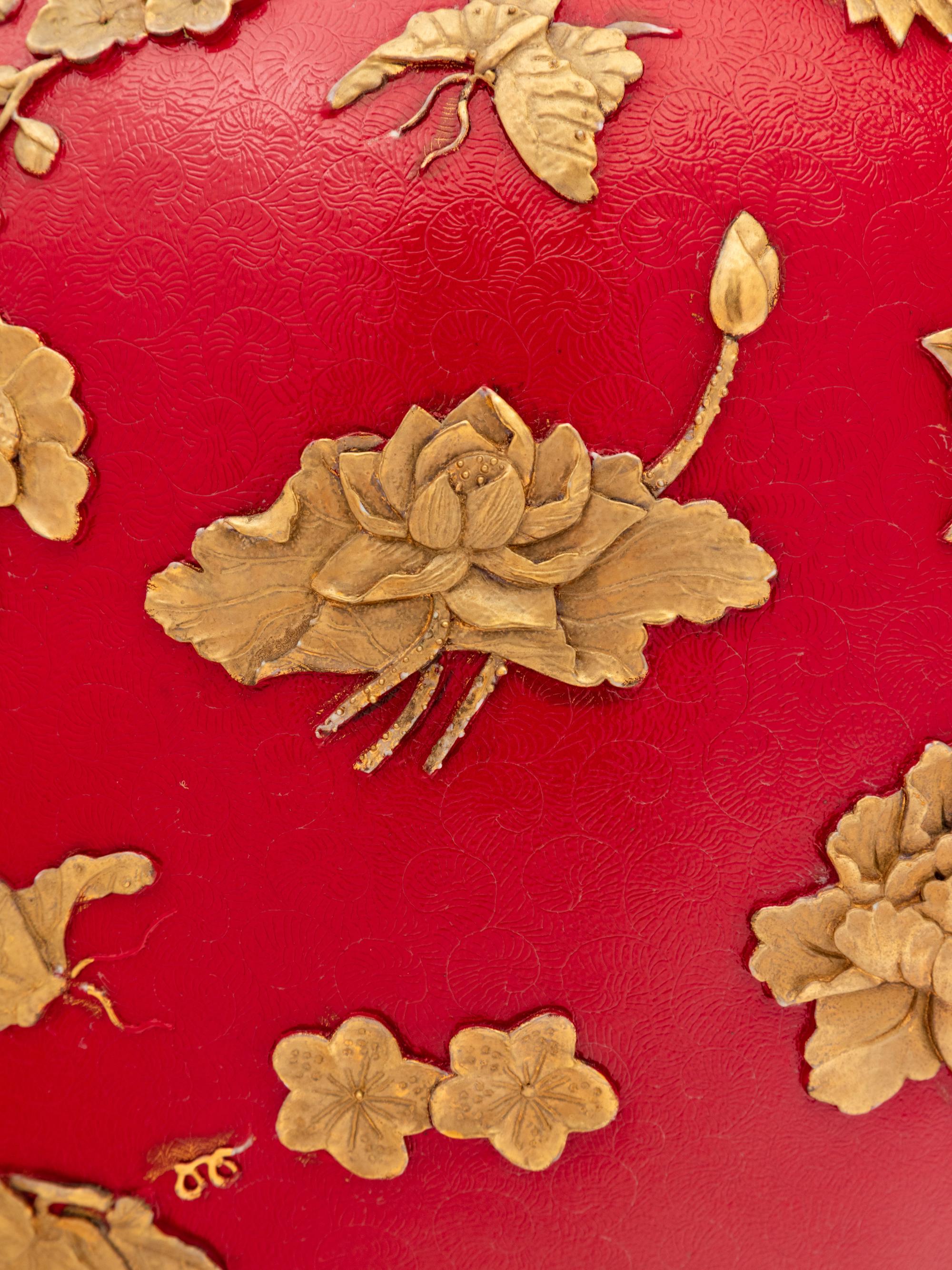 A Chinese Export Parcel-Gilt and Enameled Porcelain Vase