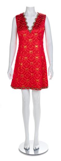 Oscar de la Renta Fur Trimmed Coat with Matching Dress, 1960-70s Size label: 8