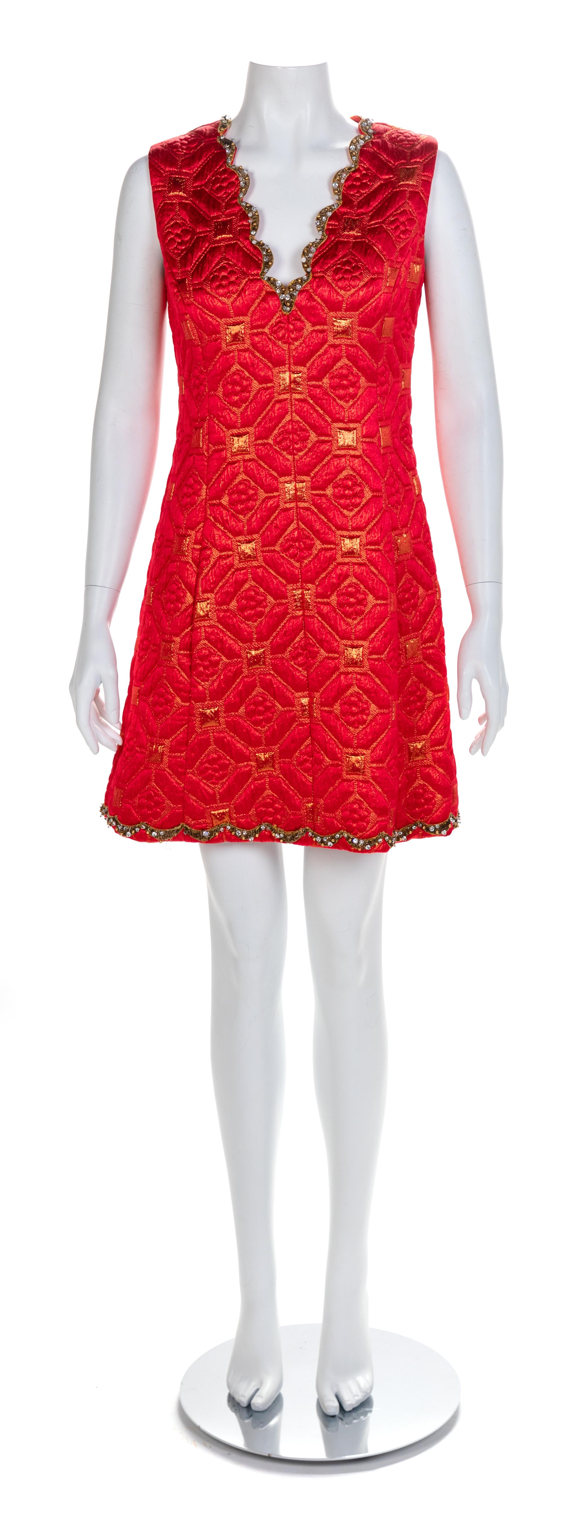 Oscar de la Renta Fur Trimmed Coat with Matching Dress, 1960-70s Size label: 8