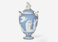 A Wedgwood Blue Jasperware 'Apotheosis of Virgil' Covered Vase