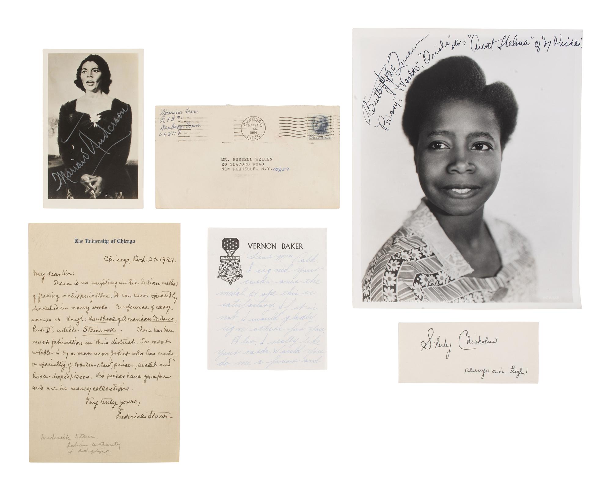 [AUTOGRAPHS]. Autographs of pioneering 20th-century African American figures, including ANDERSON, POWELL, CHISHOLM, KING, and more.