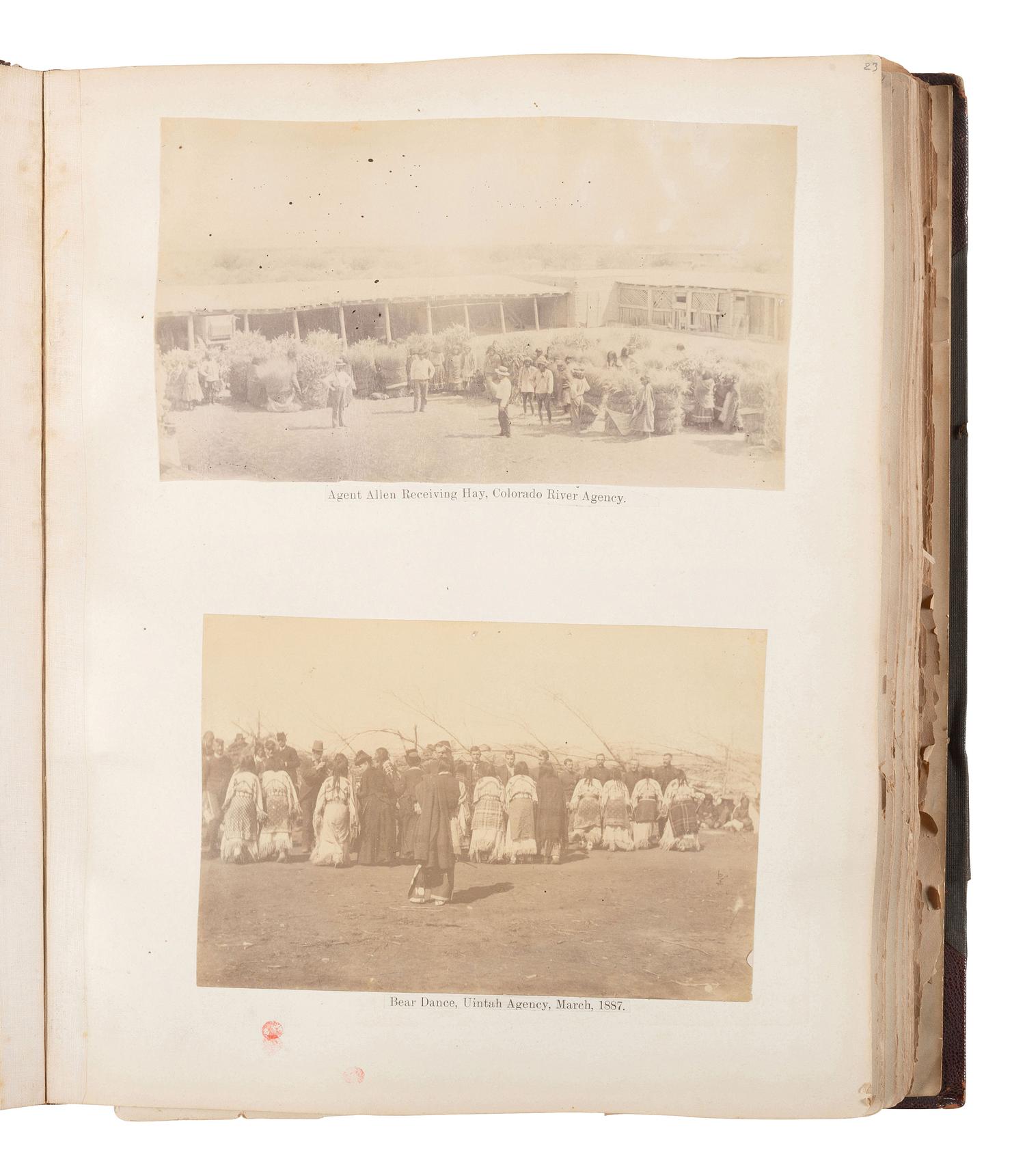 [NATIVE AMERICANS]. JUNKIN, William W. (1831-1903). A Collection of Indian Photographs and Views with Photos of a Few White Employes [ sic ] Together with Some Indian Letters and Paintings. Made by W.W. Junkin, Fairfield, Iowa. 1889-93.