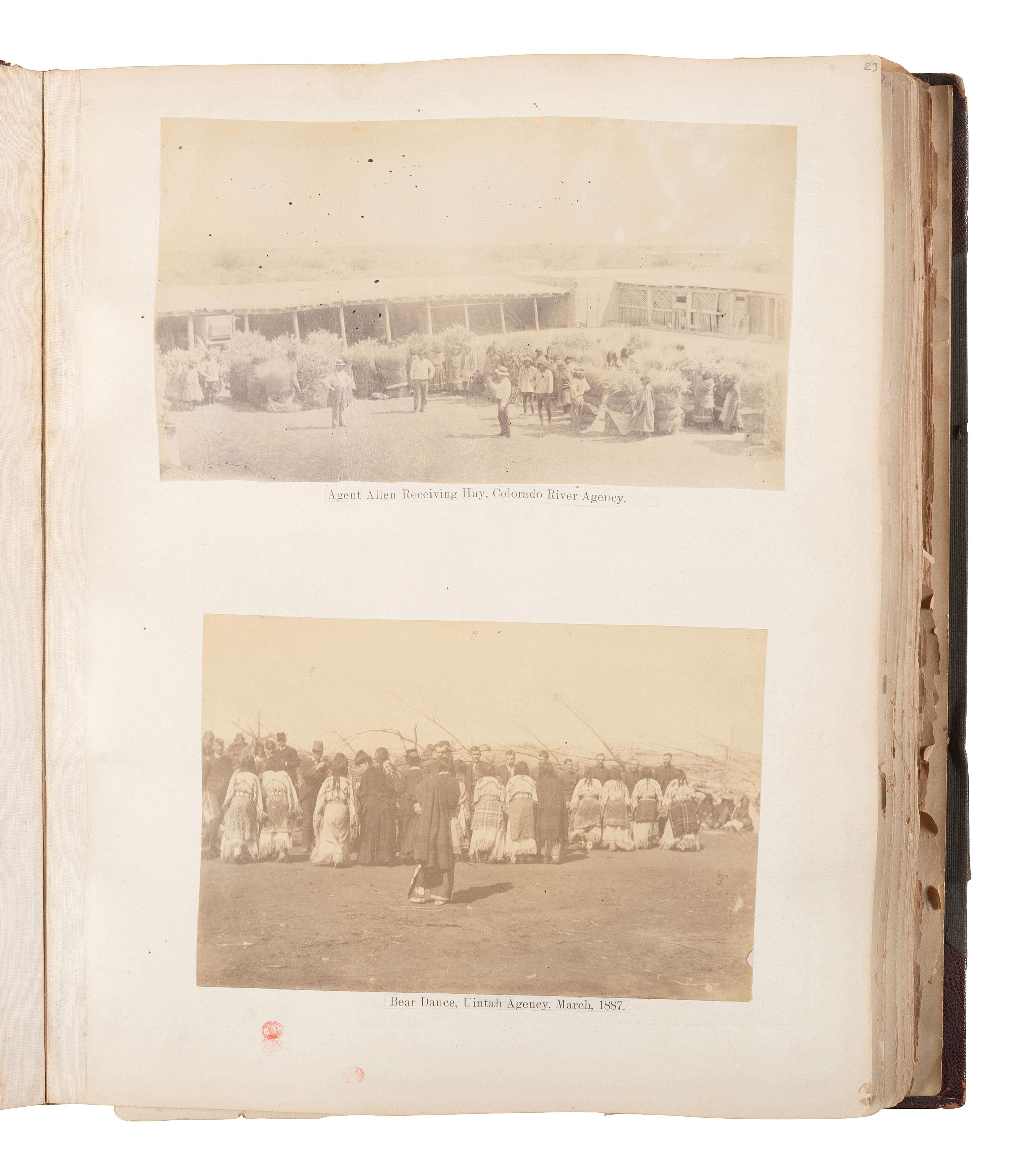[NATIVE AMERICANS]. JUNKIN, William W. (1831-1903). A Collection of Indian Photographs and Views with Photos of a Few White Employes [ sic ] Together with Some Indian Letters and Paintings. Made by W.W. Junkin, Fairfield, Iowa. 1889-93.