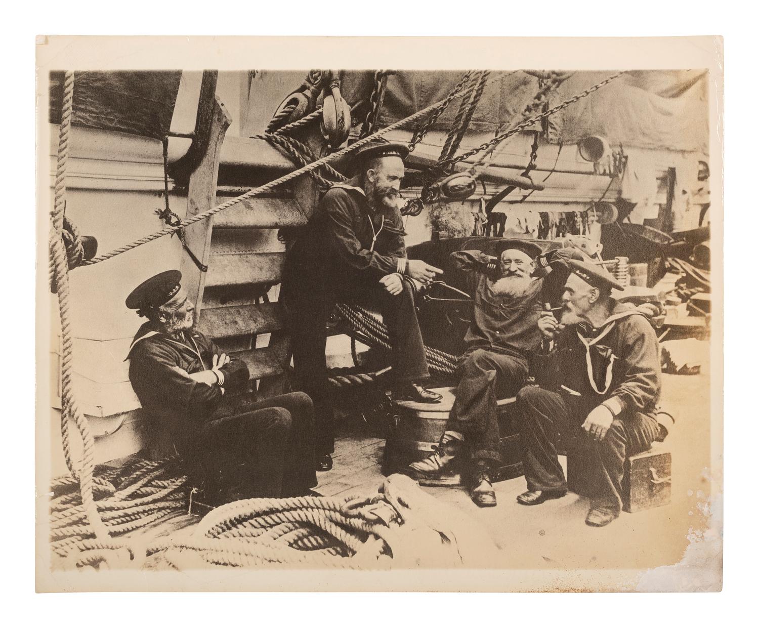 [CIVIL WAR]. 4 photographs of the USS Hartford and crew members, highlighted by CDV & stereoview.
