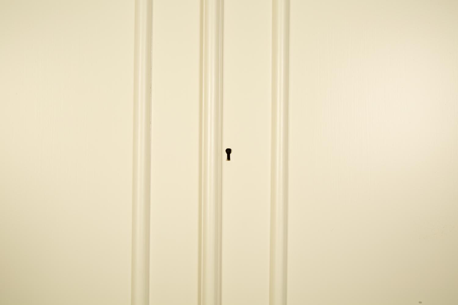 A Pair of Custom Made White Lacquer Four Door Cabinets — 21ST CENTURY