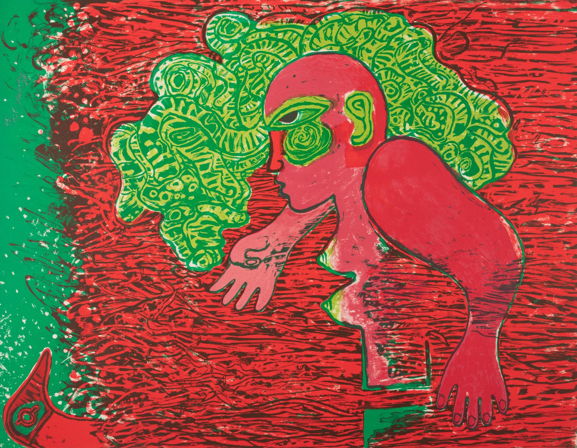 A Pair of Prints ( Dans l'infinie verticalite de l'herbe la femme and Delire et foisonnement de cette plage)