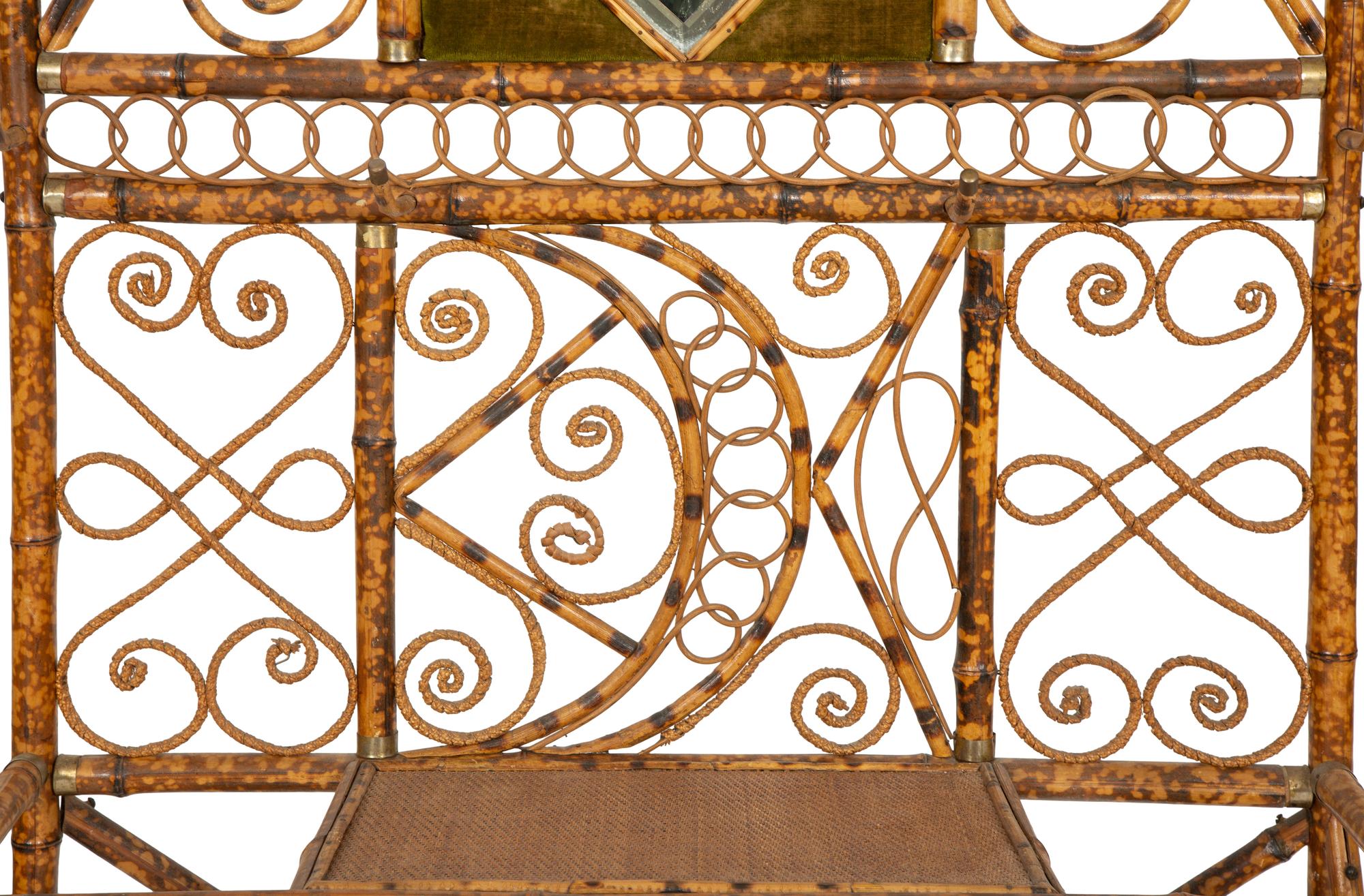 A Victorian Gilt Metal-Mounted Bamboo and Rattan Hall Stand