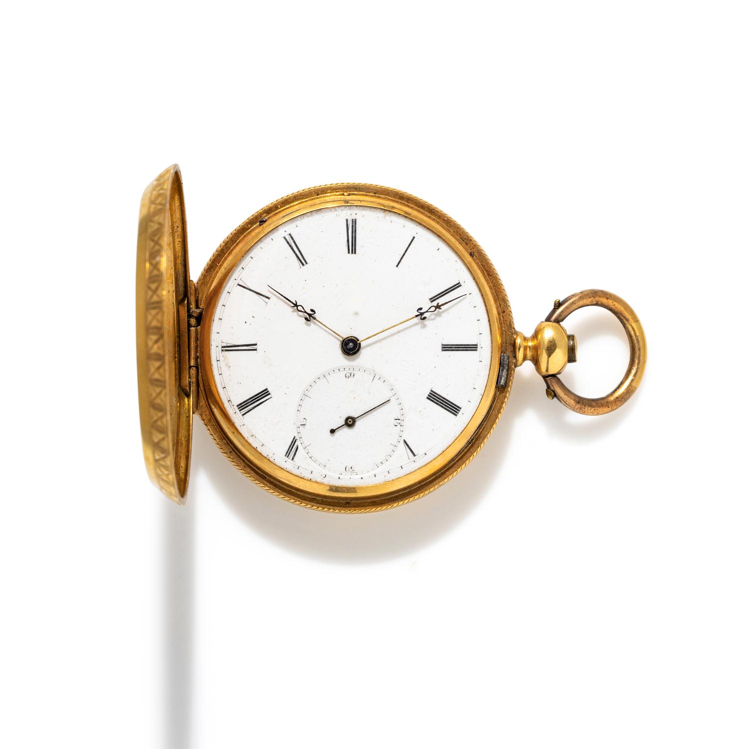 DONAT FER, ANTIQUE 18K CHAUX DE FONDS KEY WIND POCKET WATCH