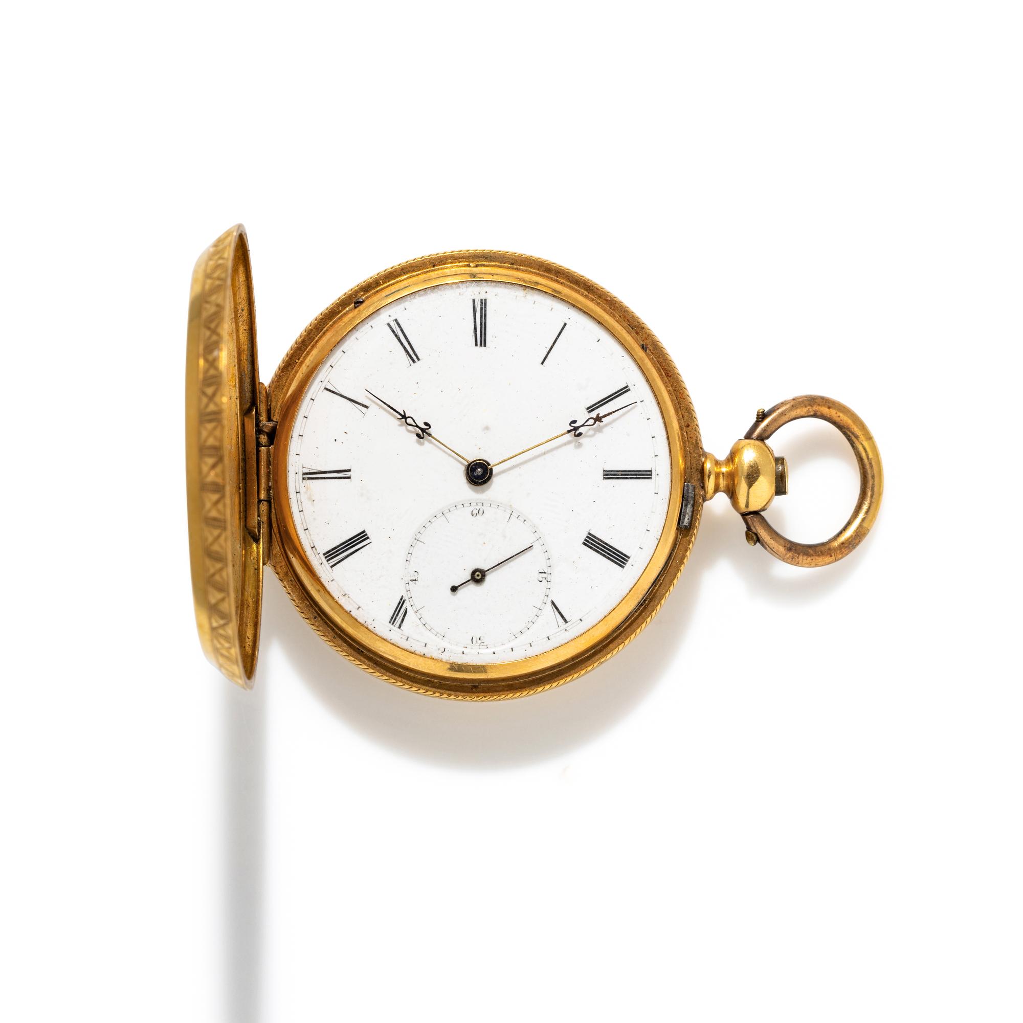 DONAT FER, ANTIQUE 18K CHAUX DE FONDS KEY WIND POCKET WATCH