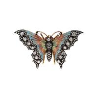 DIAMOND AND PLIQUE-À-JOUR ENAMEL BUTTERFLY BROOCH