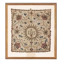 An English Silk, Wool and Metalic-Thread Embroidered Satin Altar Veil