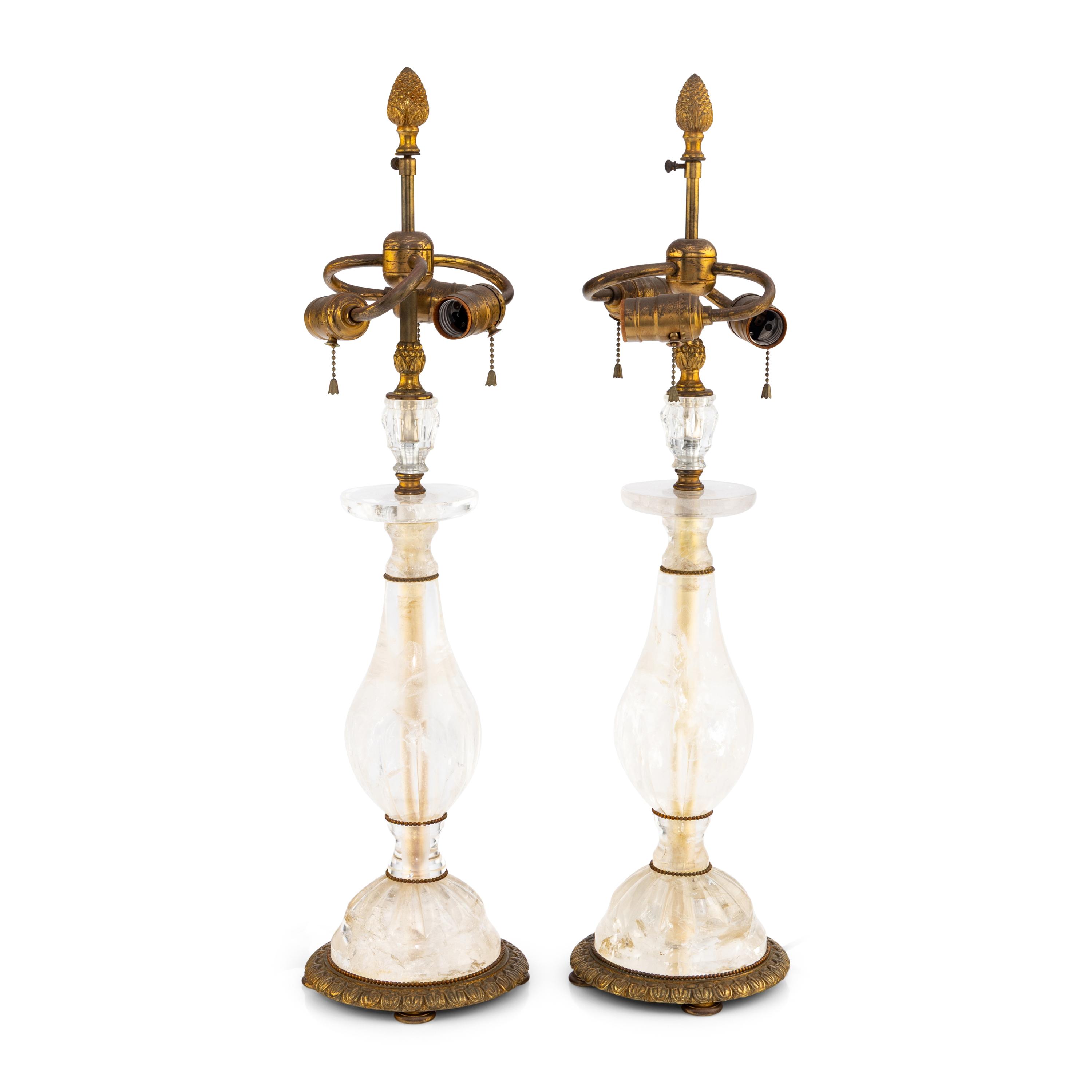A Pair of Rock Crystal Table Lamps