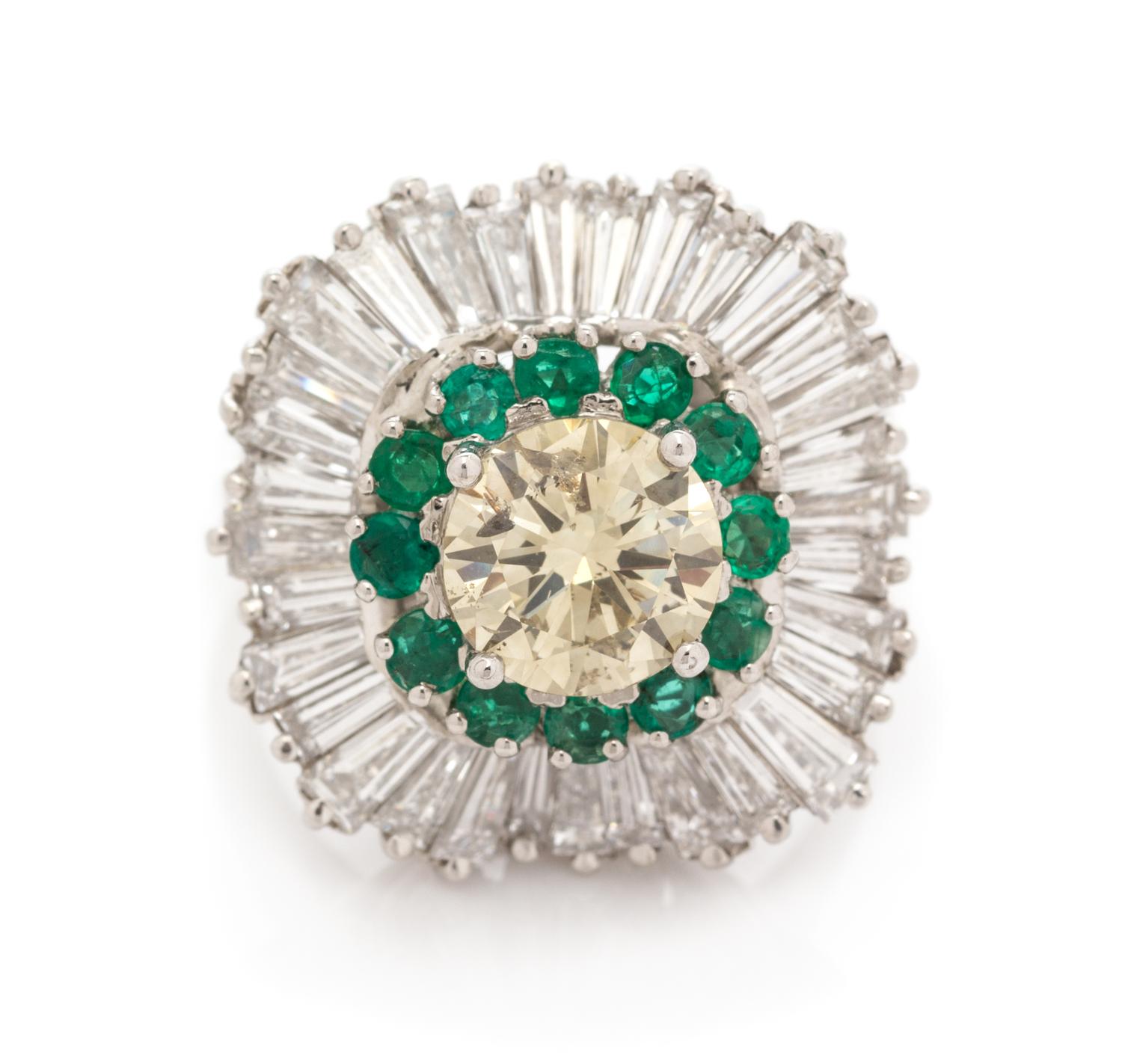 A Platinum, Diamond and Emerald Convertible Ring/Pendant, 8.60 dwts.