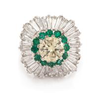 A Platinum, Diamond and Emerald Convertible Ring/Pendant, 8.60 dwts.