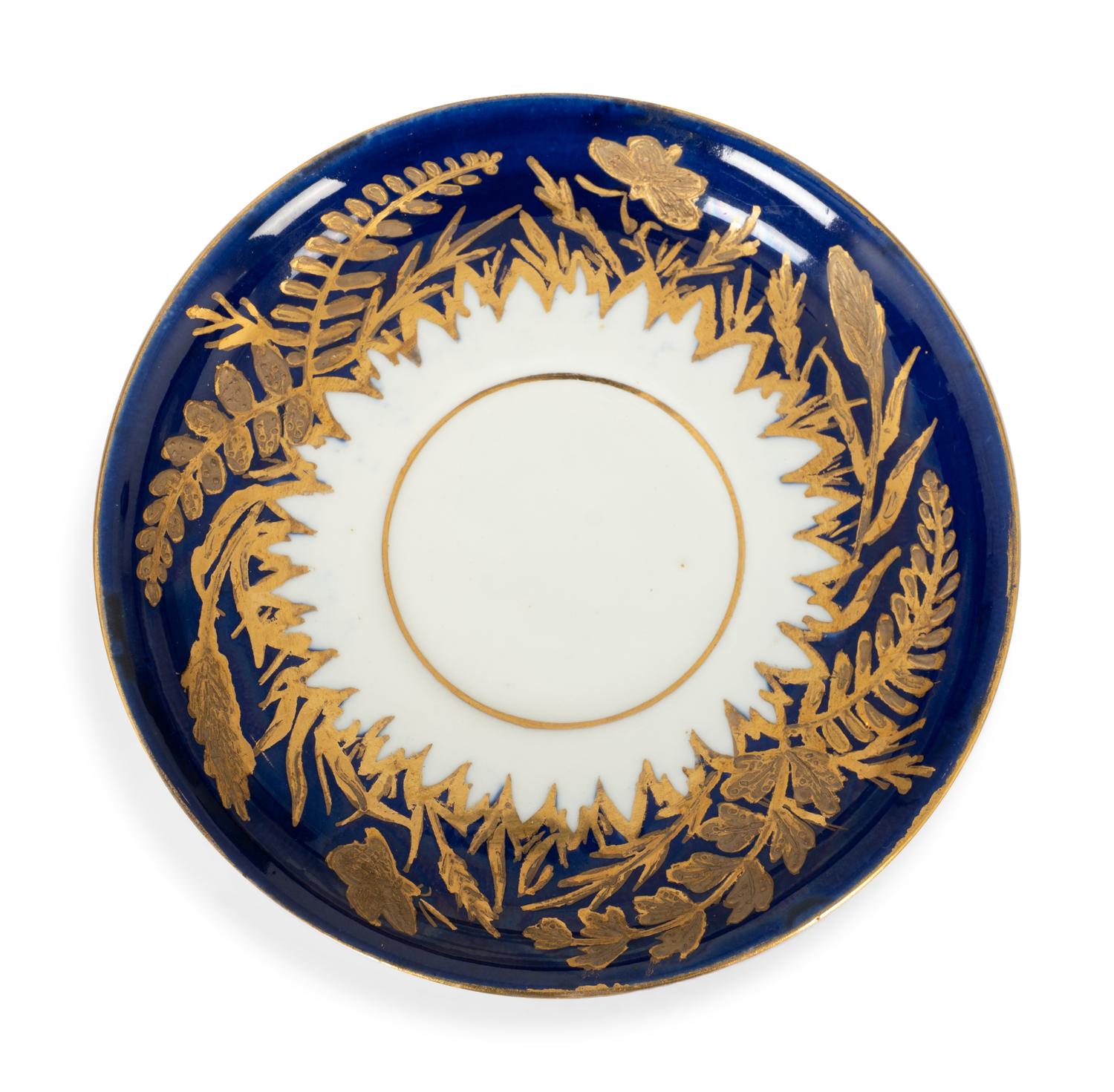 A Set of Six Burslem Porcelain Butterfly and Foliage Cups and Saucers — LATE 19TH CENTURY