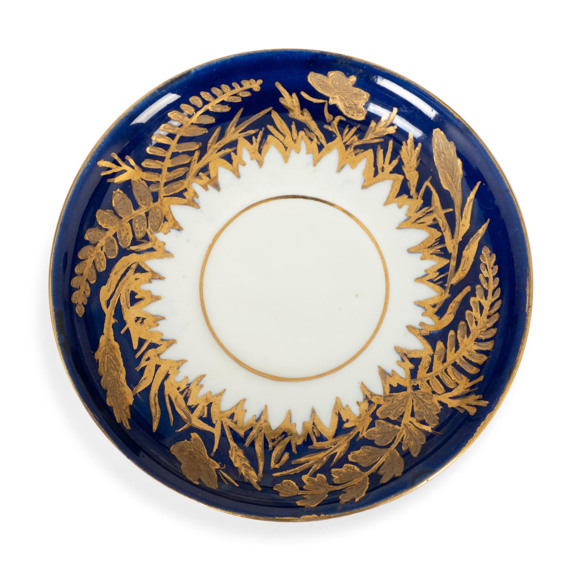 A Set of Six Burslem Porcelain Butterfly and Foliage Cups and Saucers — LATE 19TH CENTURY