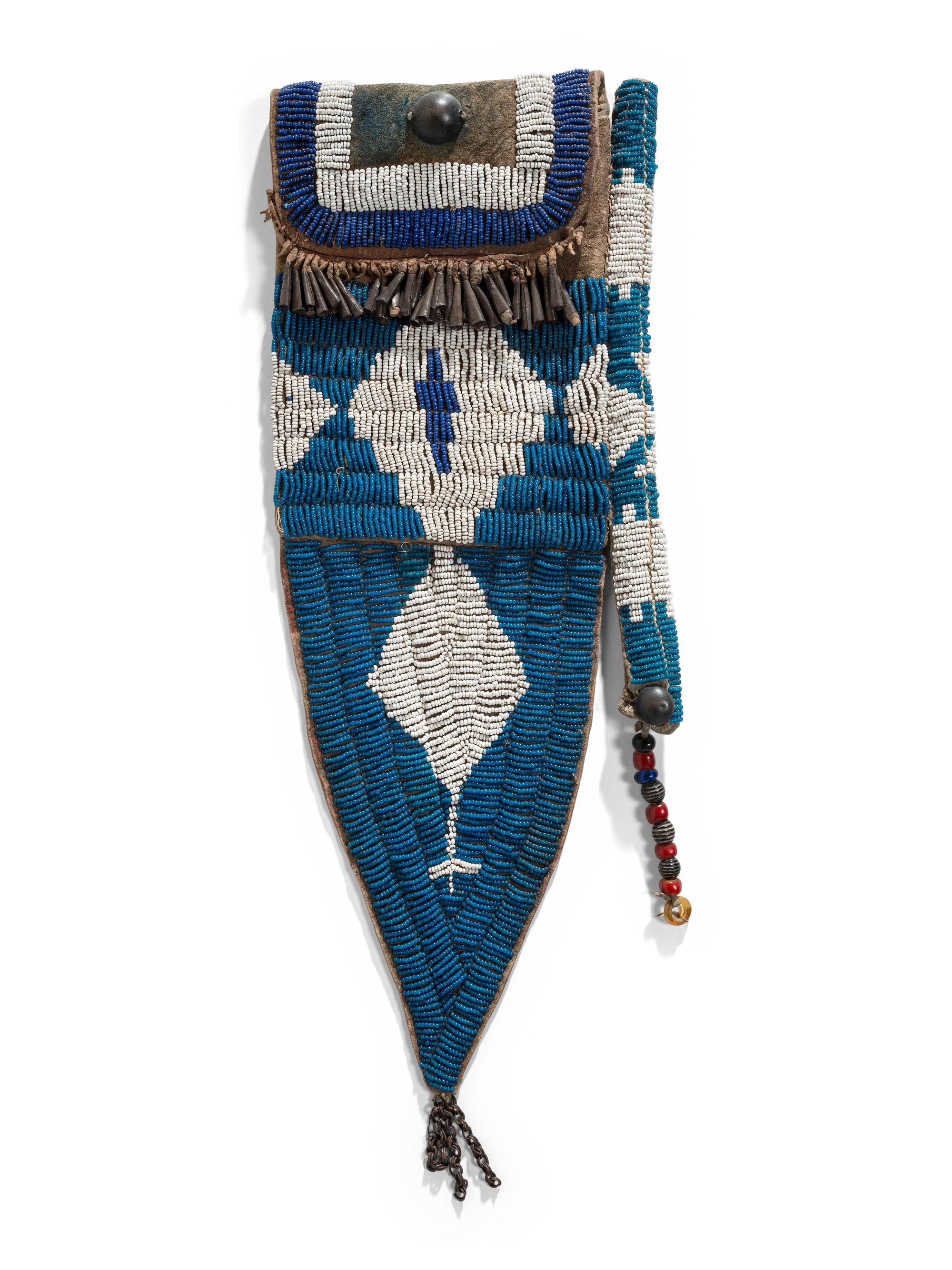 Ute Beaded Buffalo Hide Tail Bag, with Side Case