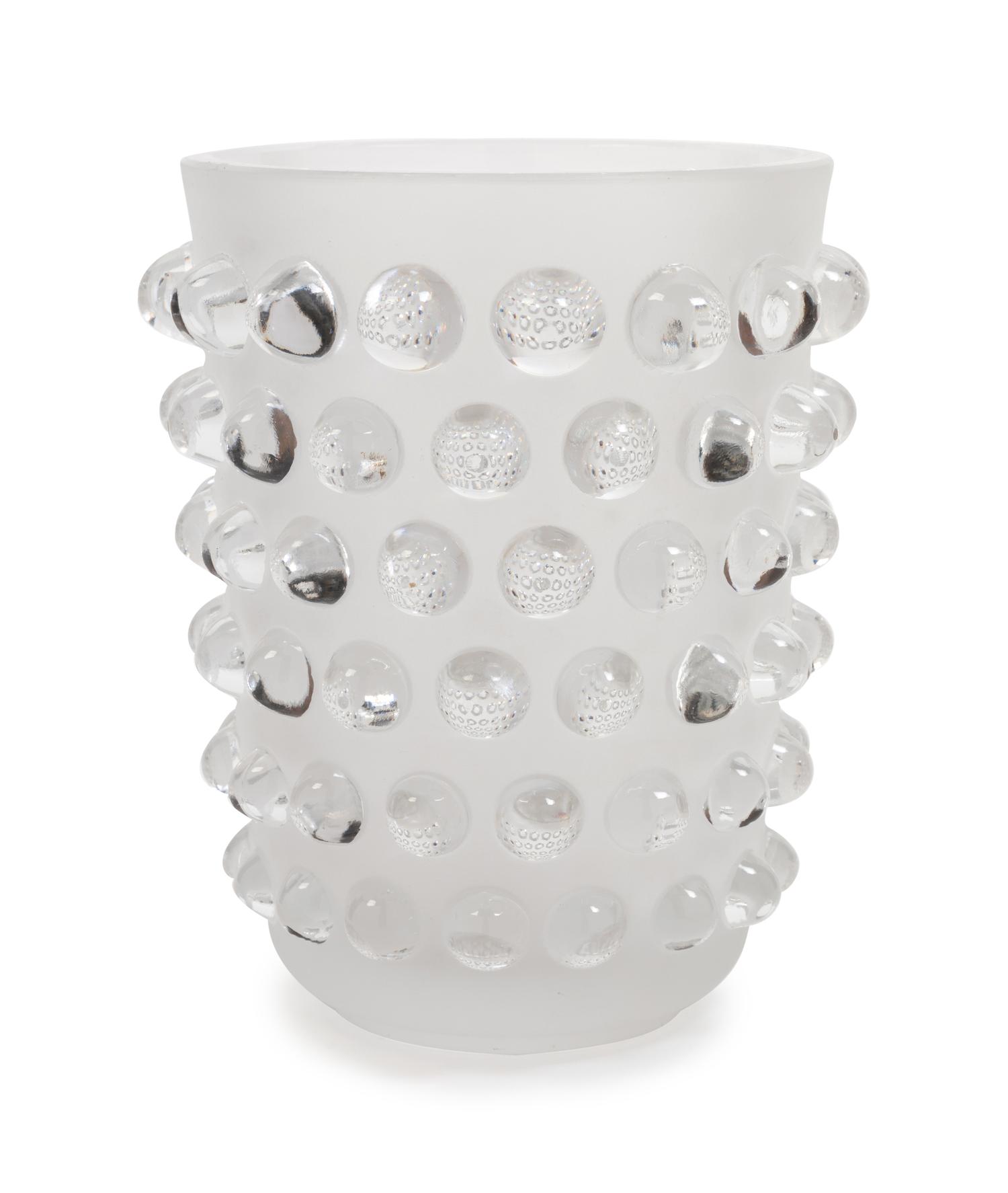 A Lalique Molded and Frosted Glass Mossi Vase