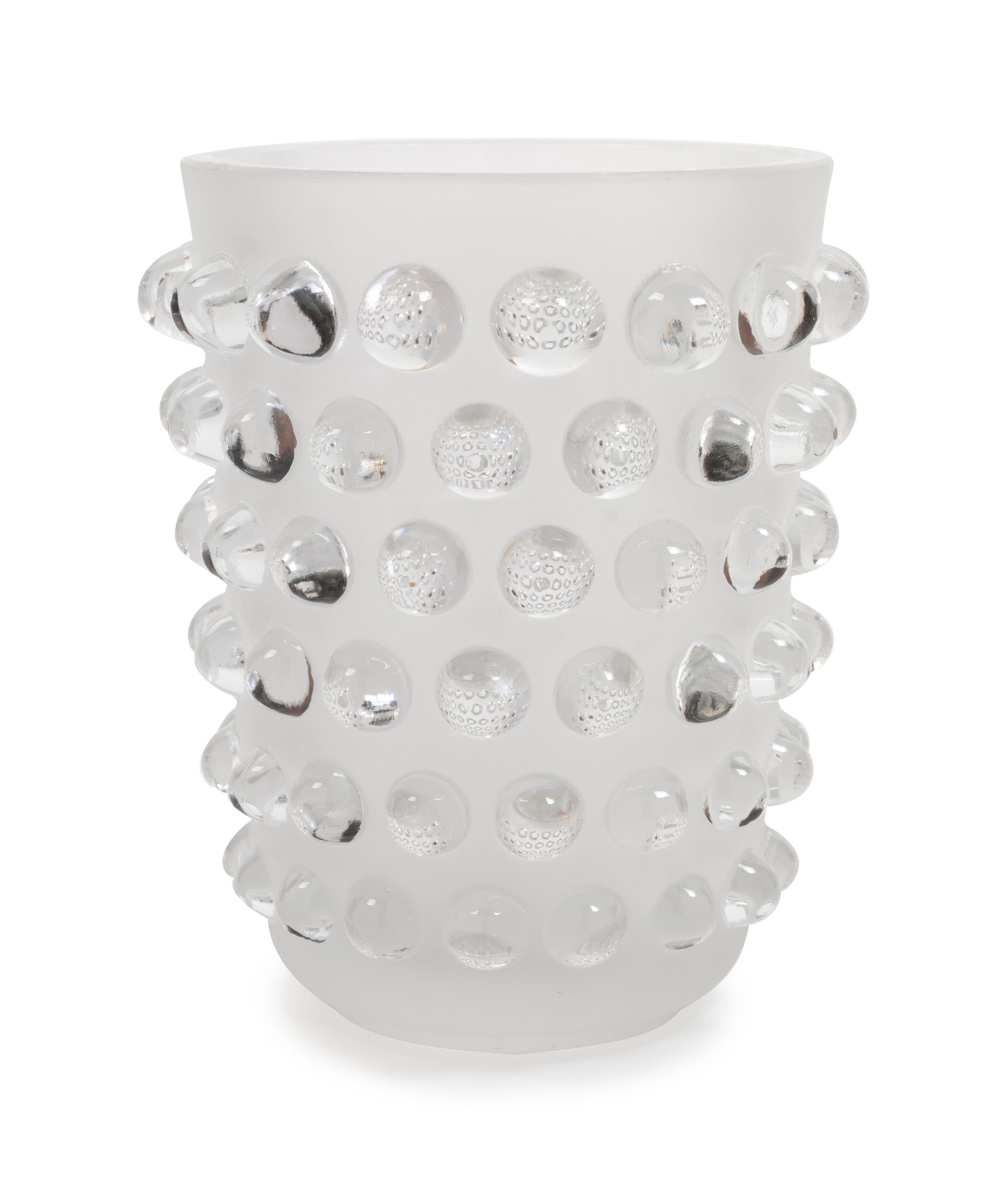A Lalique Molded and Frosted Glass Mossi Vase