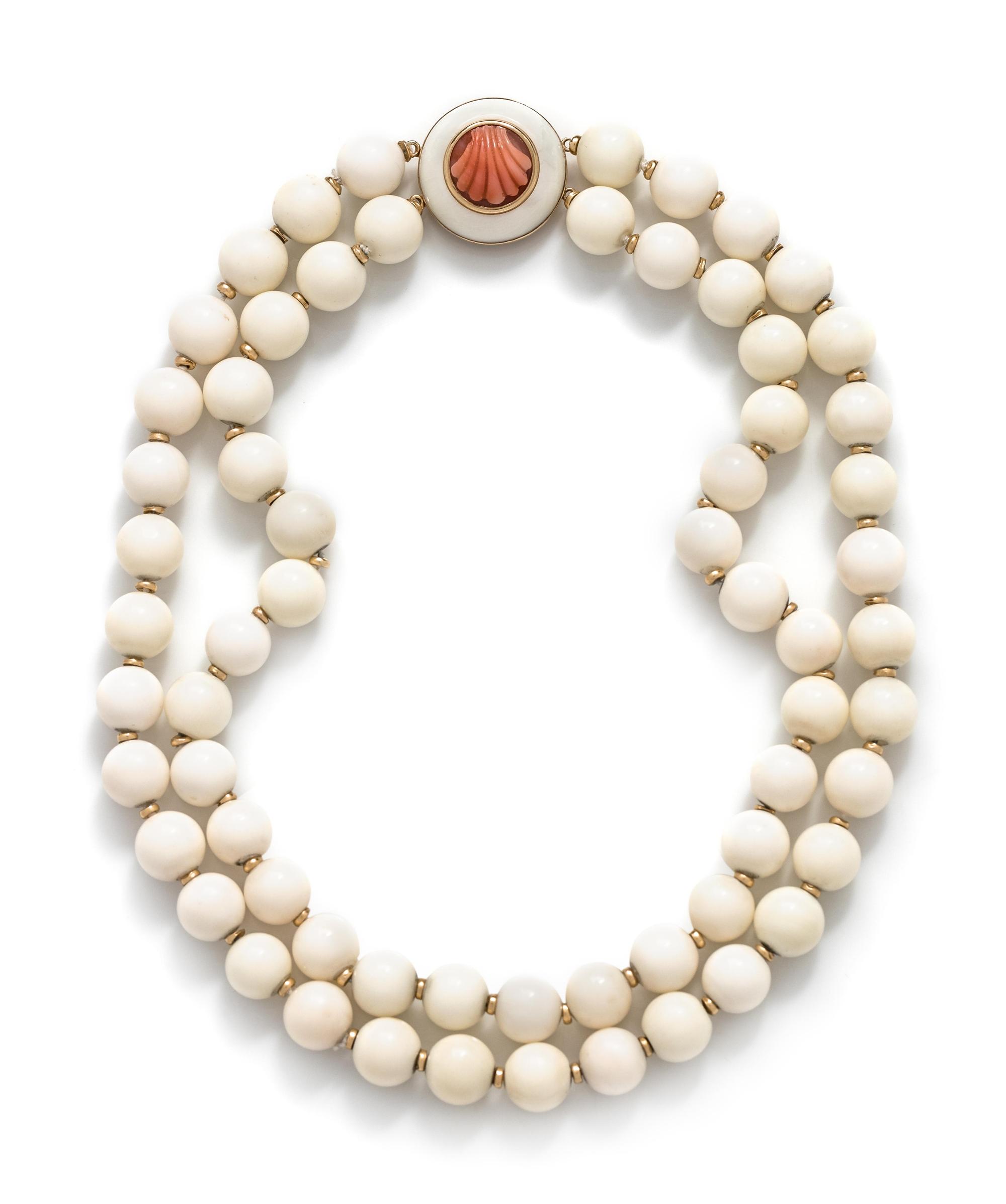 TRIANON, CORAL BEAD NECKLACE