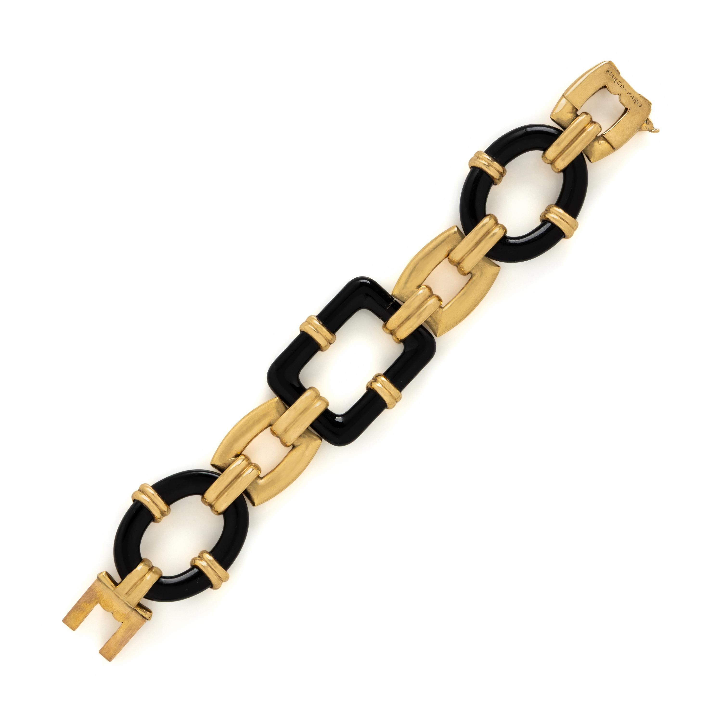 Marzo Paris, Georges L'Enfant, Onyx and Yellow Gold Link Bracelet