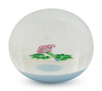 A Francis Whittemore Pink Flower on White Ground Glass Paperweight
