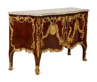 A Régence Style Gilt Bronze Mounted Mahogany Marble-Top Commode — Early 20th century