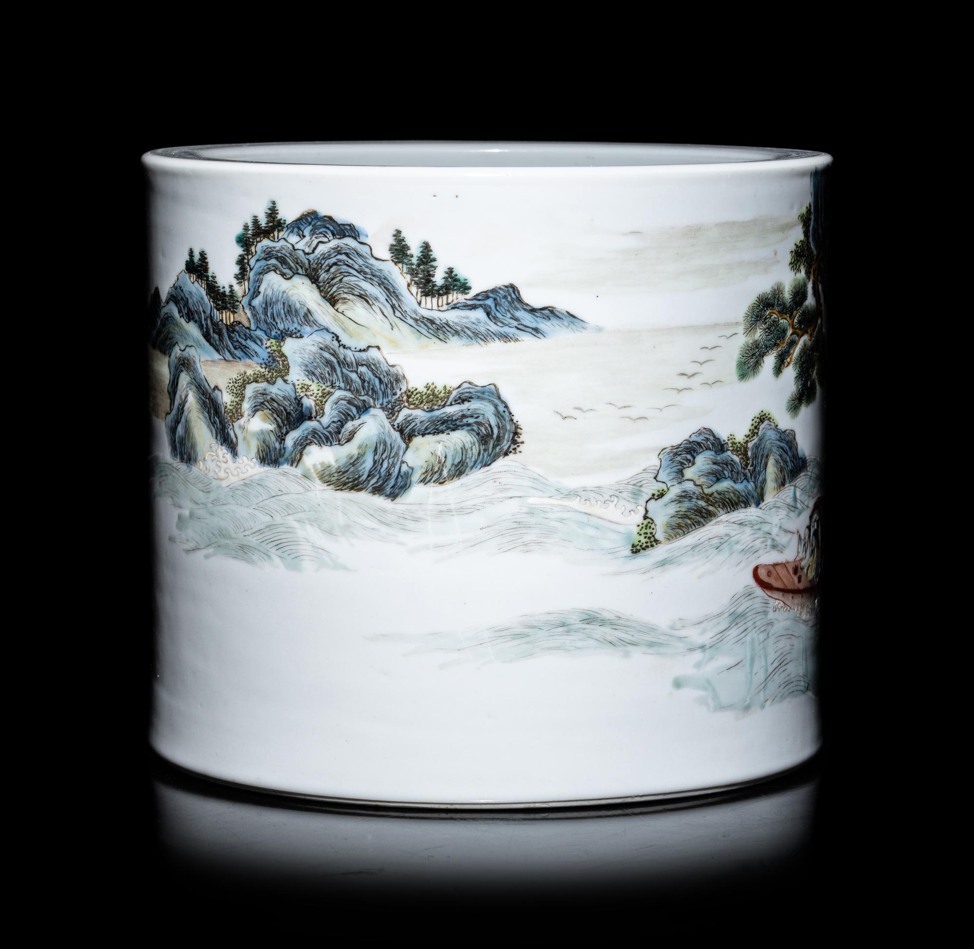 A Famille Rose Porcelain Brushpot, Bitong