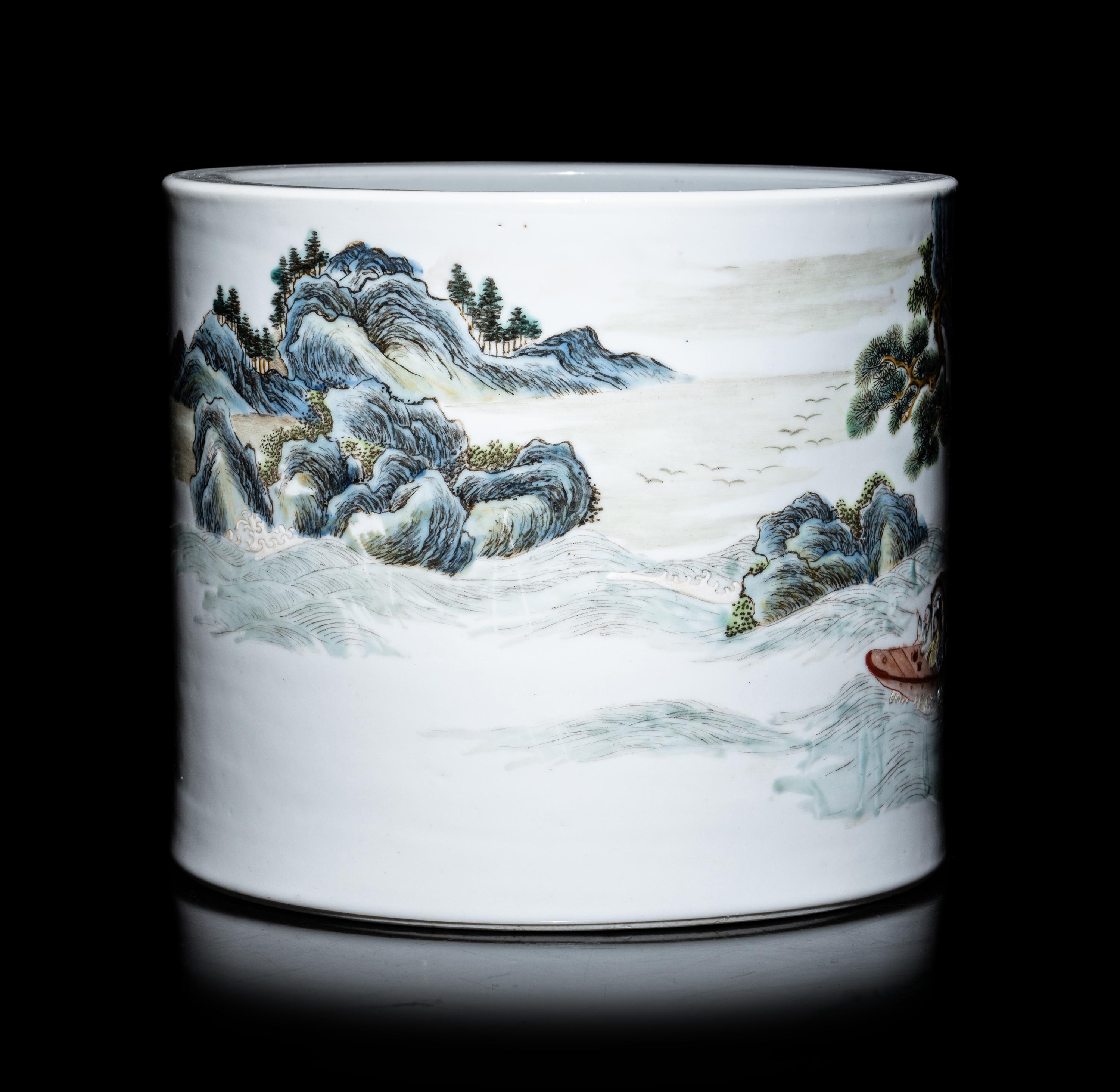 A Famille Rose Porcelain Brushpot, Bitong
