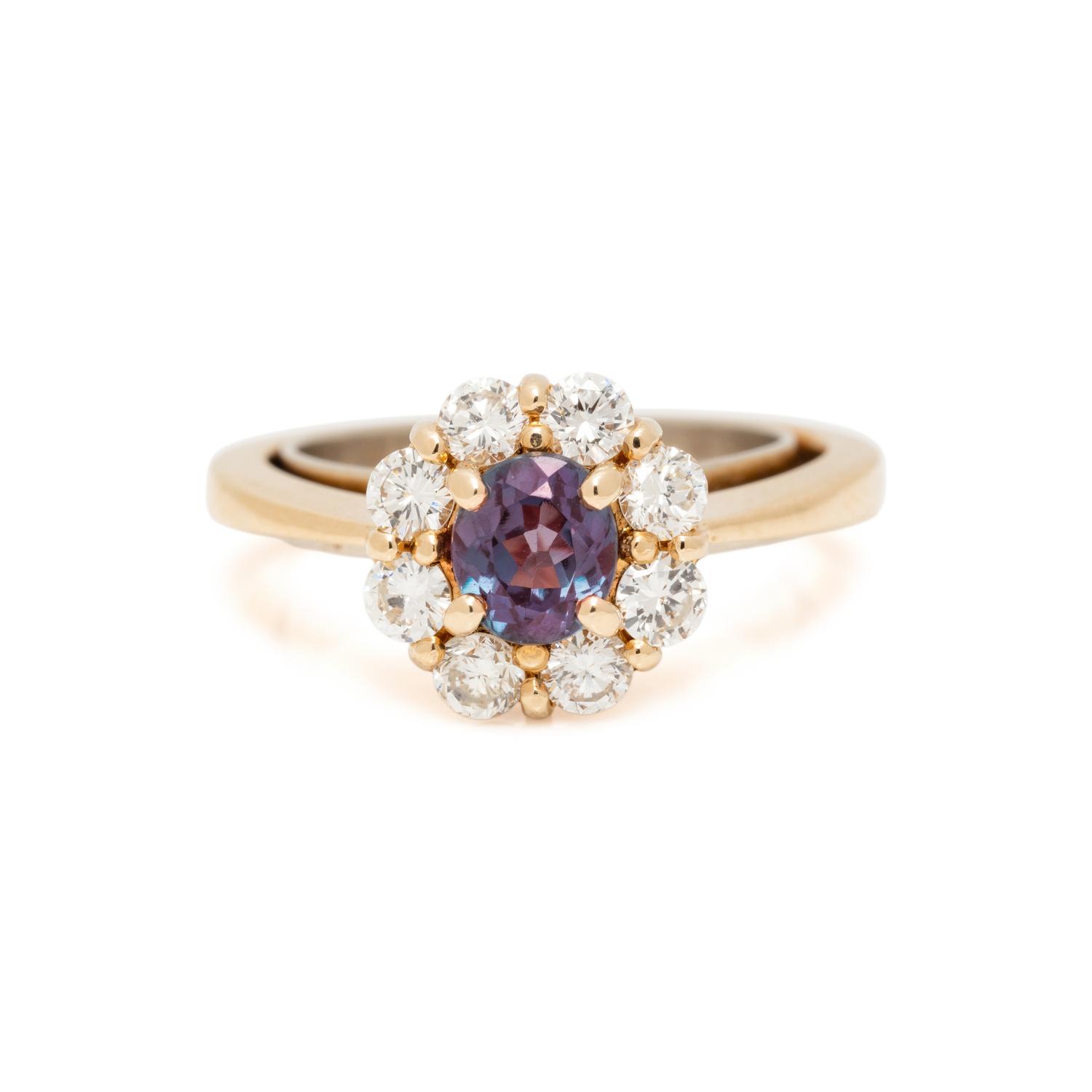 ALEXANDRITE AND DIAMOND RING