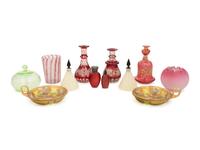 A Collection of Twelve Colored Glass Articles