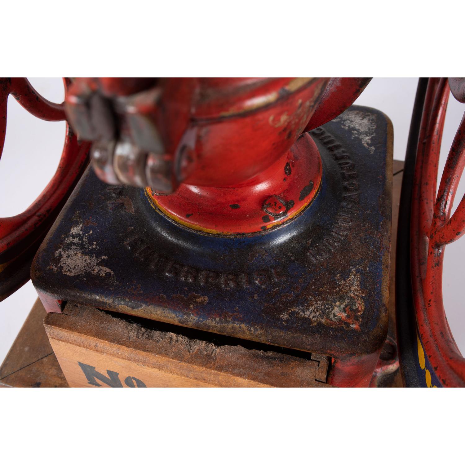 An Enterprise No. 5 Painted and Flag Decorated Cast Iron Coffee Mill