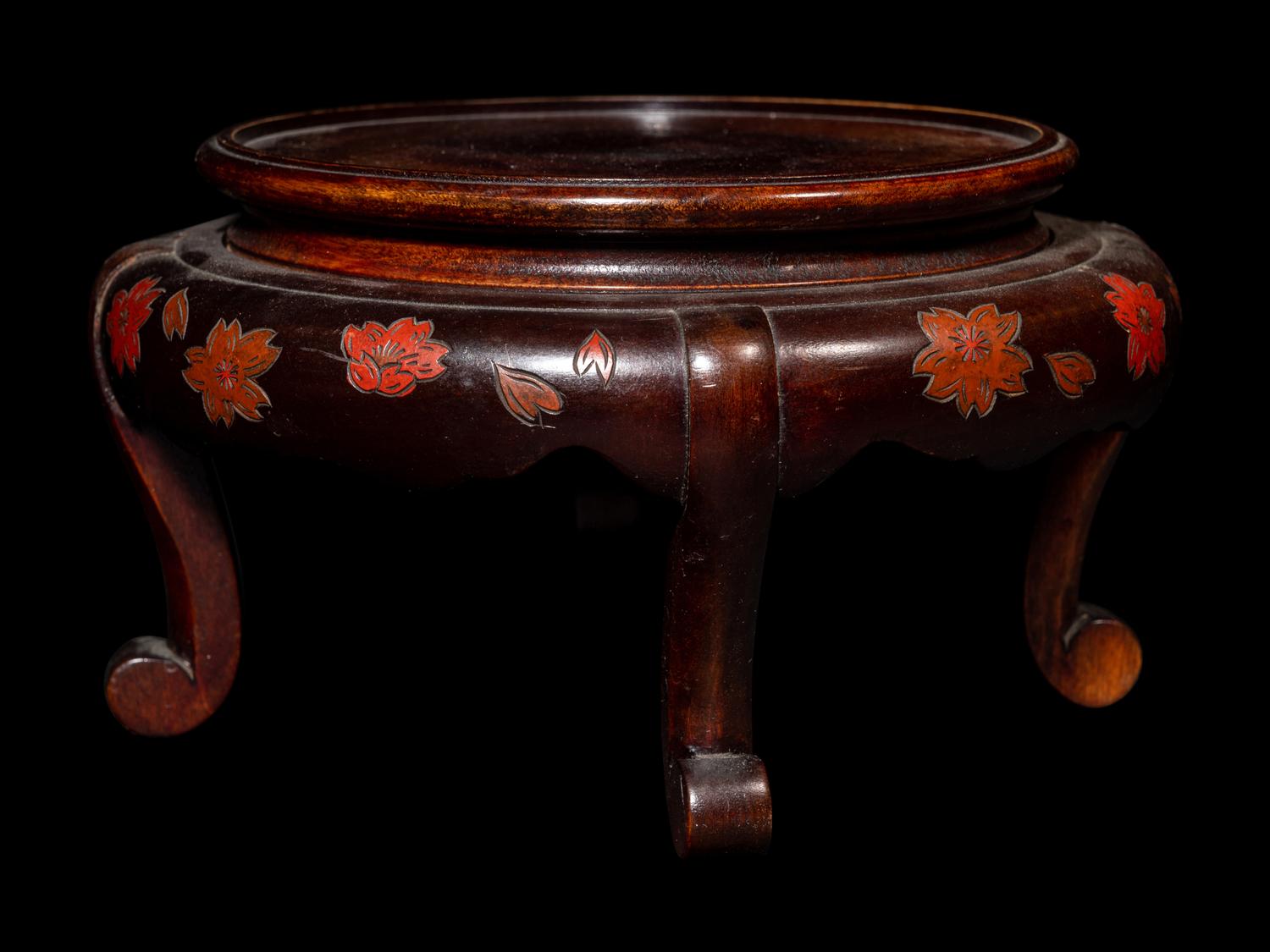Two Chinese Lacquered and Wood Stands