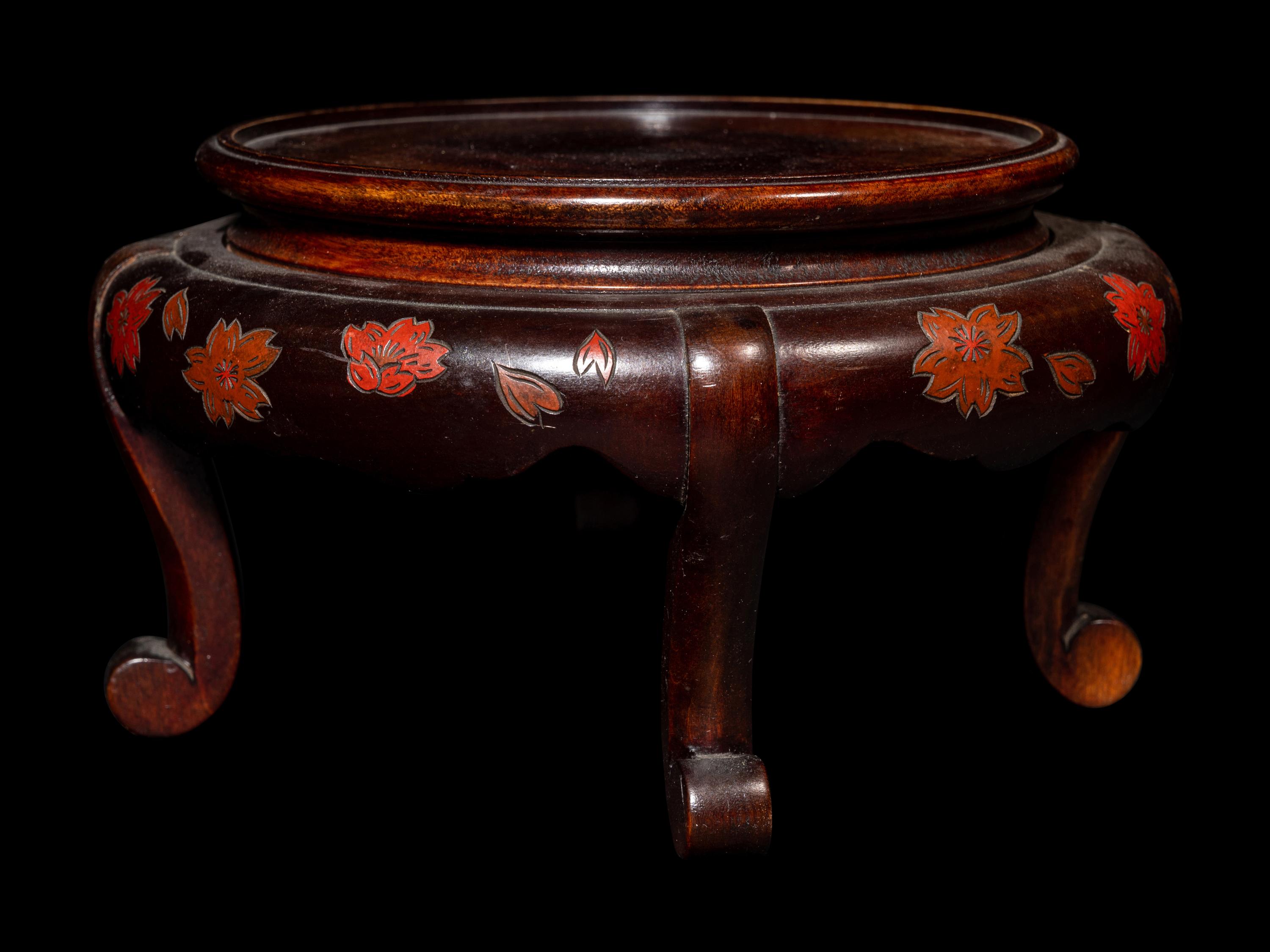 Two Chinese Lacquered and Wood Stands