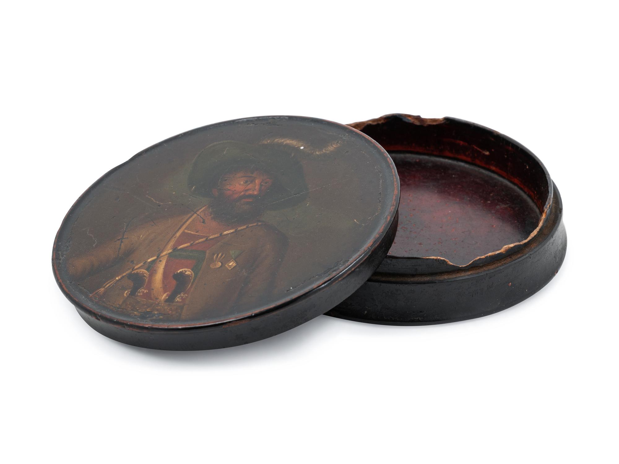 A Painted Treen Snuff Box