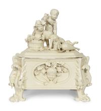 A Capodimonte White-Glazed Faience Table Casket