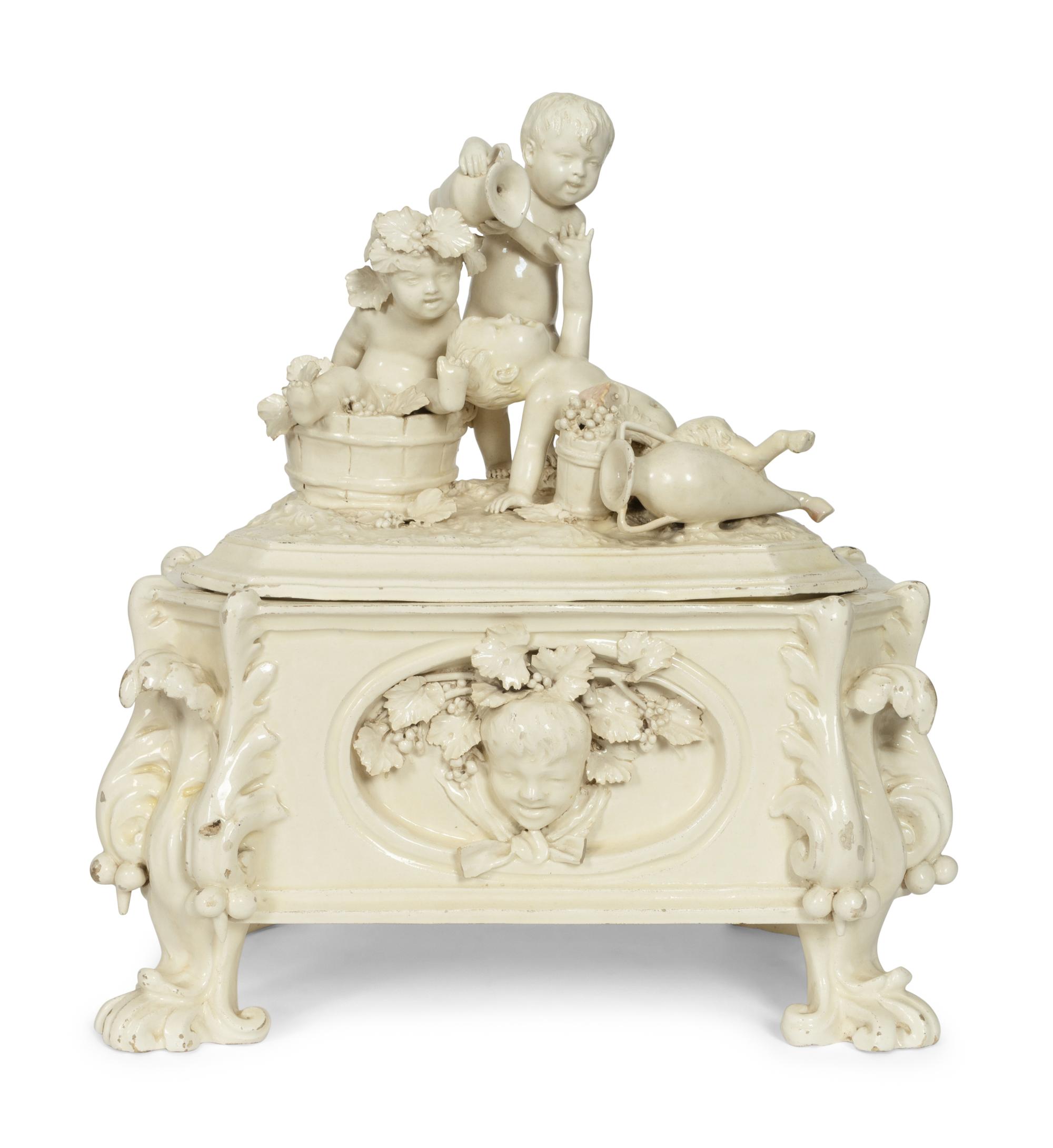 A Capodimonte White-Glazed Faience Table Casket