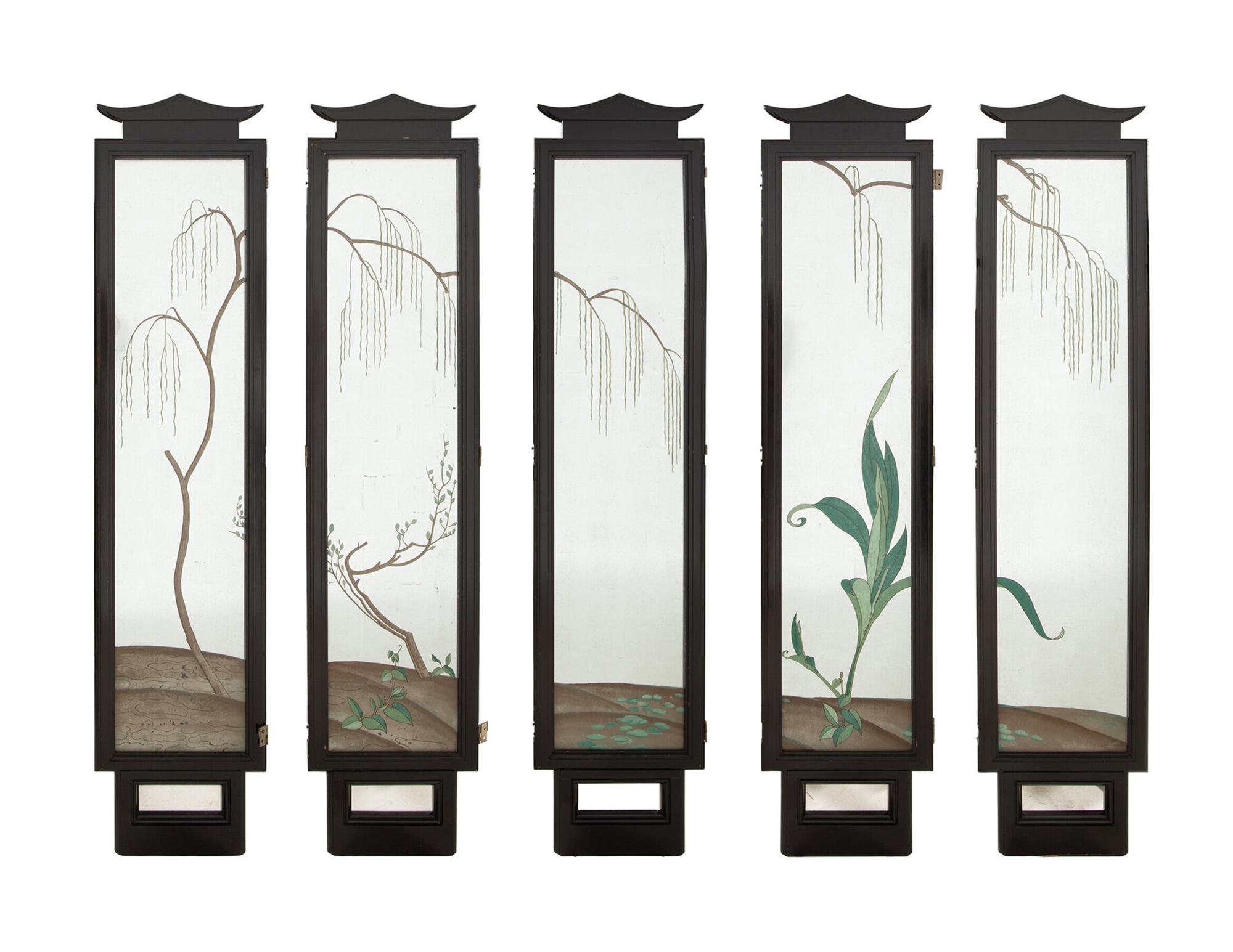 A Five-Panel Floor Screen