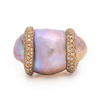 Yvel, Baroque Cultured Pearl, Colored Diamond, and Rose Gold Ring