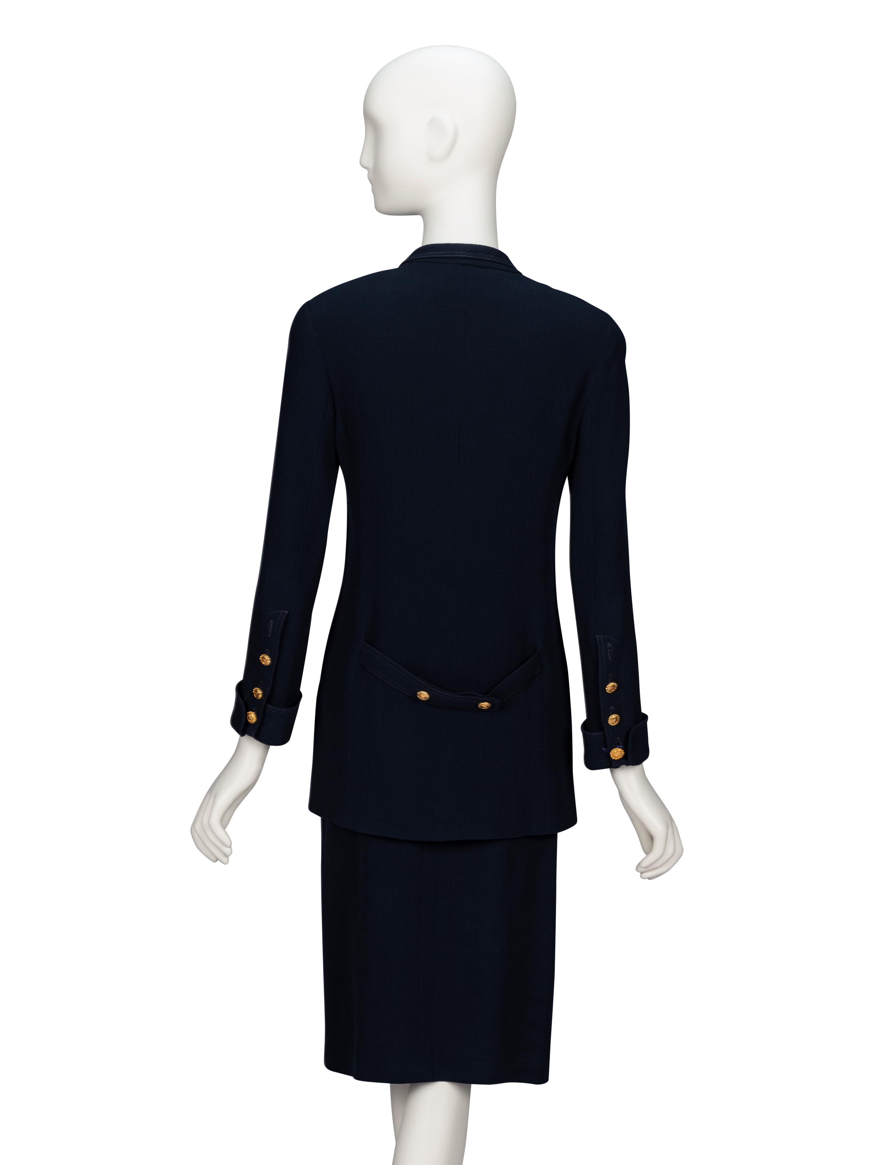 Chanel, Navy Cord Skirt Suit