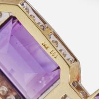 A 14K Yellow Gold, Amethyst, and Diamond Necklace