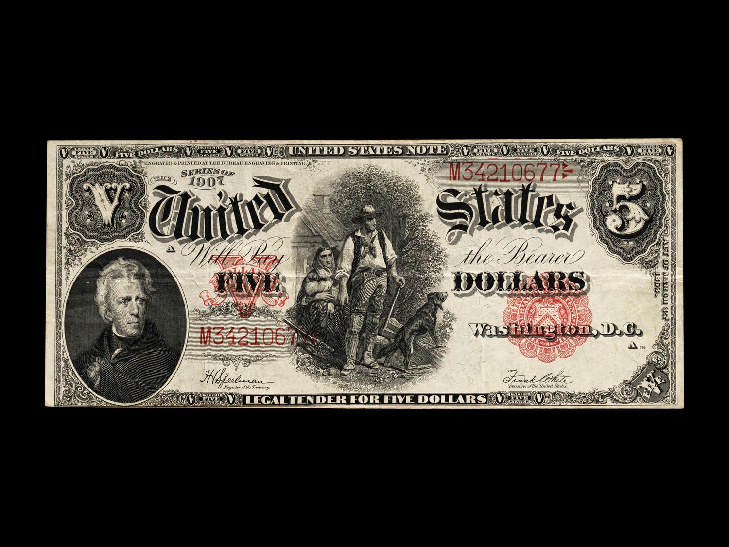 A Series 1907 ' PCBLIC' $5 Legal Tender Note [Fr. 91]