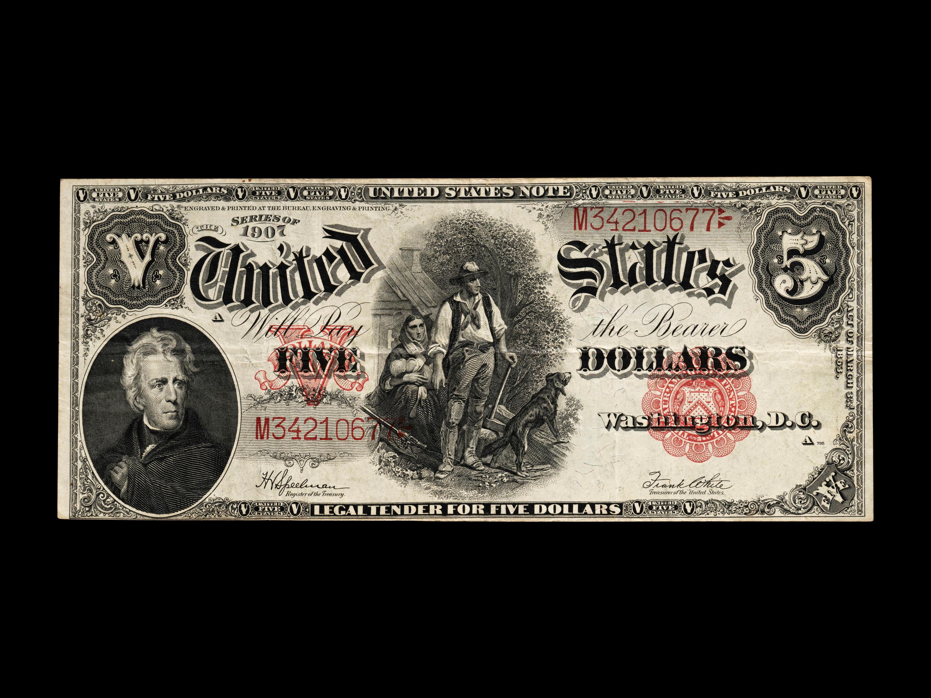 A Series 1907 ' PCBLIC' $5 Legal Tender Note [Fr. 91]
