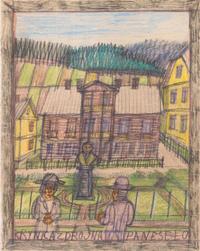 Nikifor, (Polish, 1895-1968), Untitled, (Two Figures and a Bust)
