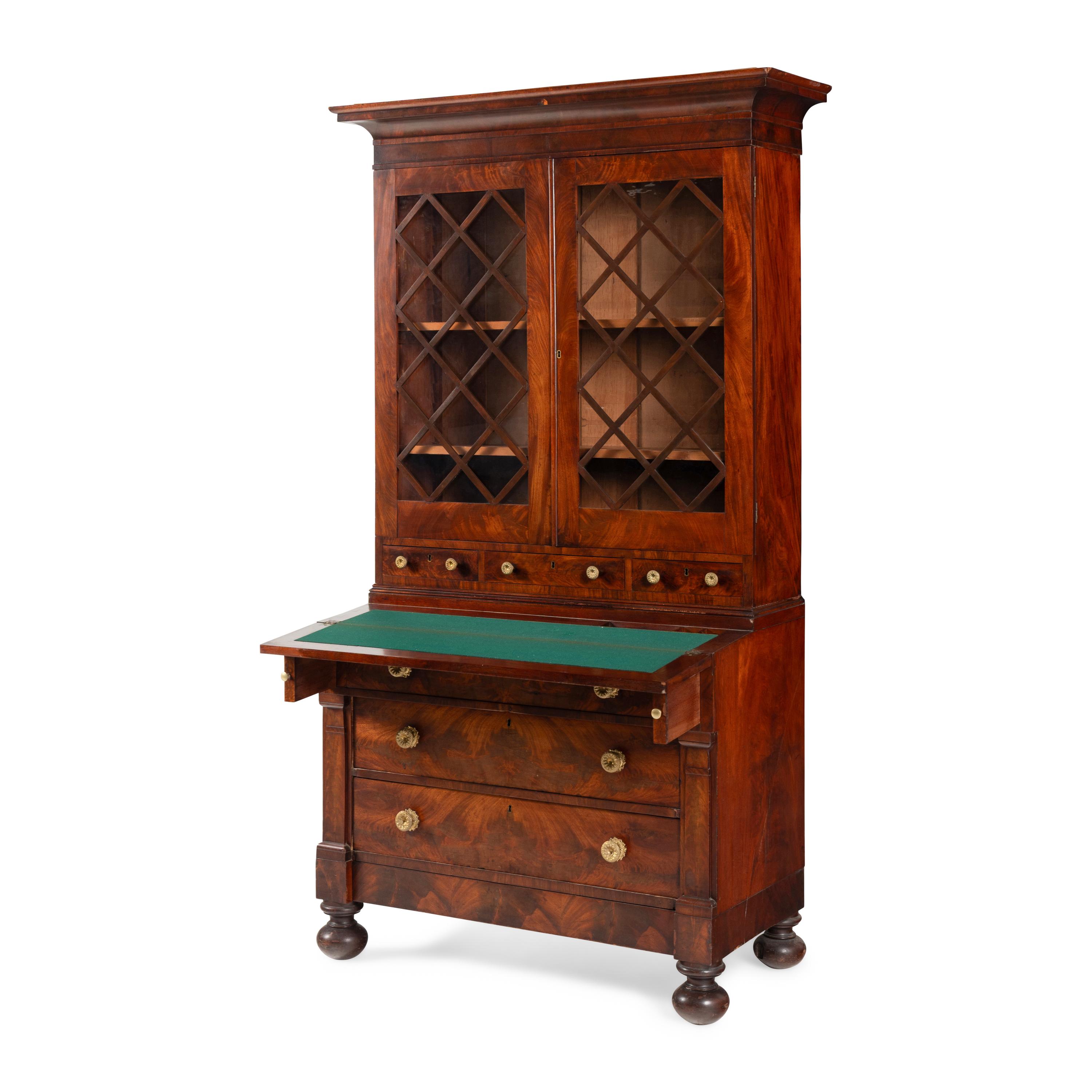 A Classical Mahogany Desk and Bookcase
